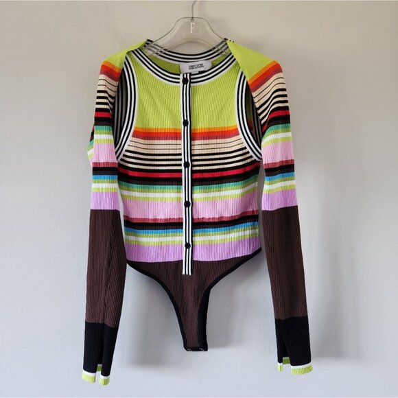 CHRISTOPHER JOHN ROGERS | Racer Front Bodysuit with Bolero stripes sz L - Picture 7 of 10